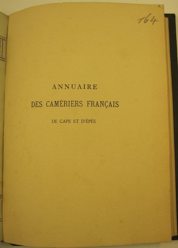 Annuaire de l'association amicale des cameriers francais de cape et d'epee de Sa Sainteté le pape Leon XIII, année 1893